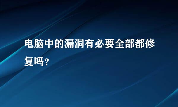 电脑中的漏洞有必要全部都修复吗？