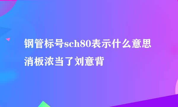 钢管标号sch80表示什么意思消板浓当了刘意背