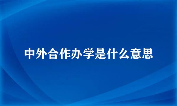 中外合作办学是什么意思