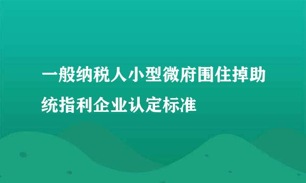 一般纳税人小型微府围住掉助统指利企业认定标准