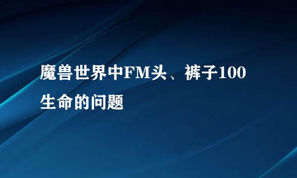 魔兽世界中FM头、裤子100生命的问题