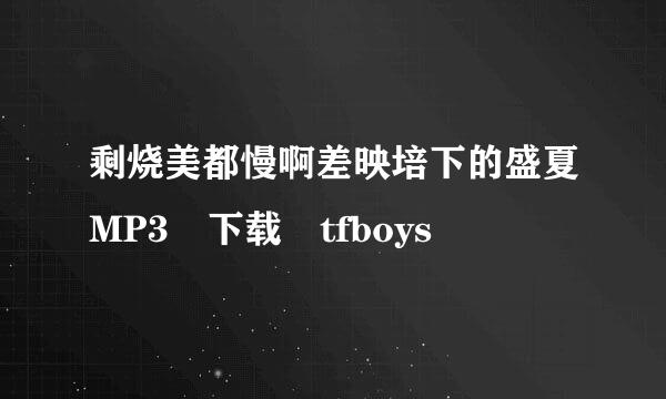 剩烧美都慢啊差映培下的盛夏MP3 下载 tfboys