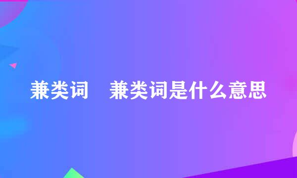 兼类词 兼类词是什么意思