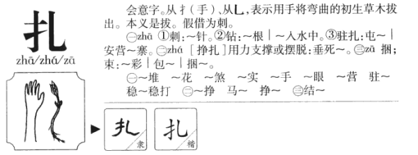 多音字组来自词：扎的三种读音和组词