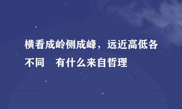 横看成岭侧成峰，远近高低各不同 有什么来自哲理