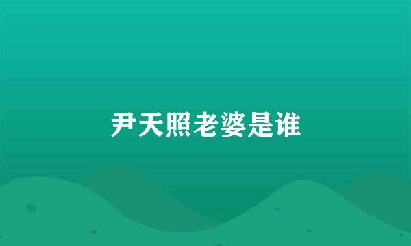 尹天照老婆是谁