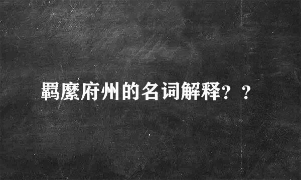 羁縻府州的名词解释？？