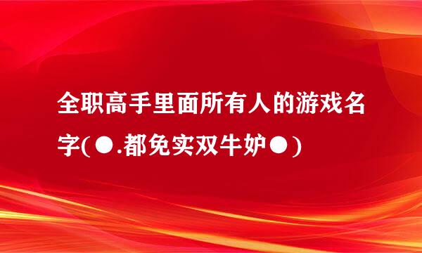 全职高手里面所有人的游戏名字(●.都免实双牛妒●)
