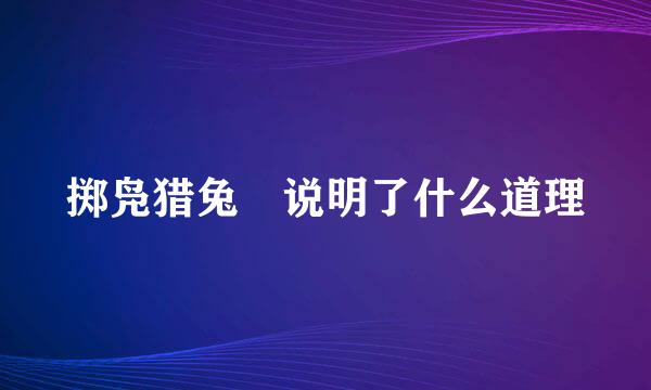 掷凫猎兔 说明了什么道理