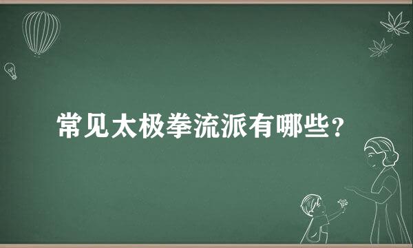 常见太极拳流派有哪些？