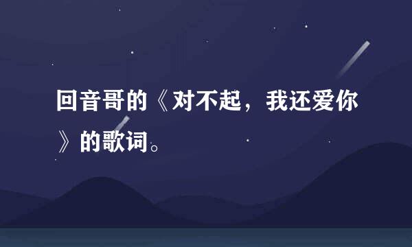 回音哥的《对不起，我还爱你》的歌词。