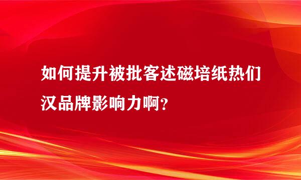 如何提升被批客述磁培纸热们汉品牌影响力啊？