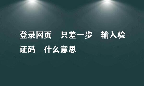 登录网页 只差一步 输入验证码 什么意思