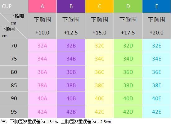 34b胸围是多少厘米
