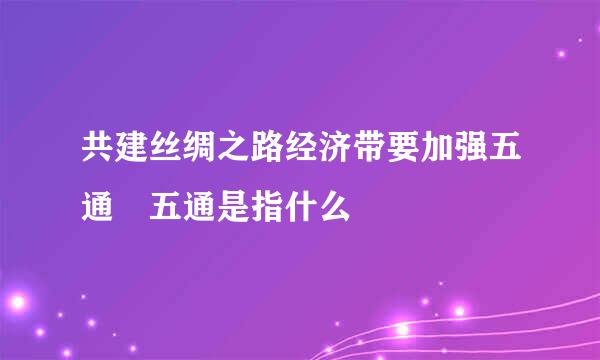 共建丝绸之路经济带要加强五通 五通是指什么