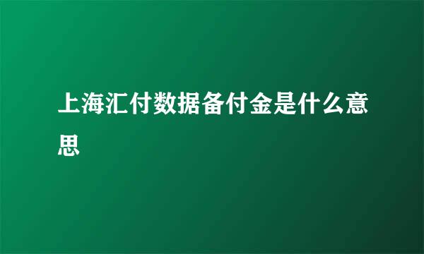 上海汇付数据备付金是什么意思