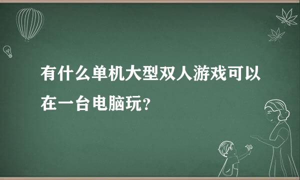 有什么单机大型双人游戏可以在一台电脑玩？