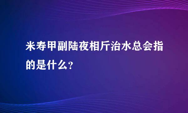 米寿甲副陆夜相斤治水总会指的是什么？