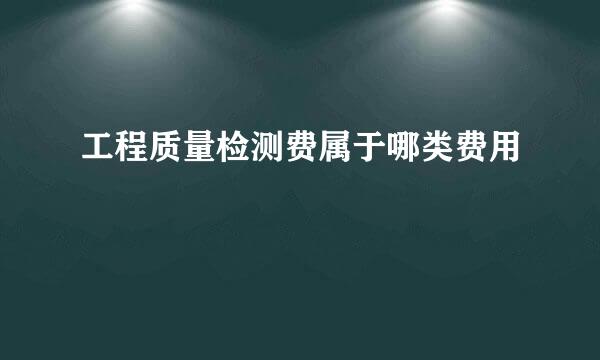 工程质量检测费属于哪类费用