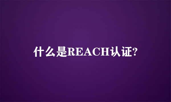 什么是REACH认证?
