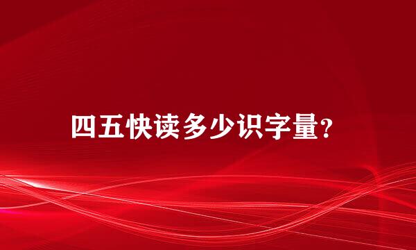 四五快读多少识字量？