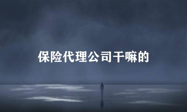 保险代理公司干嘛的