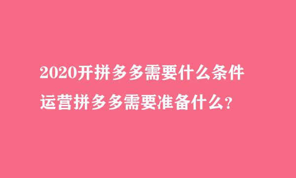 2020开拼多多需要什么条件 运营拼多多需要准备什么？