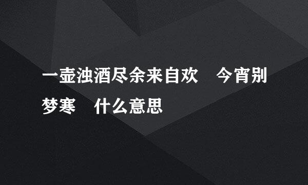 一壶浊酒尽余来自欢 今宵别梦寒 什么意思