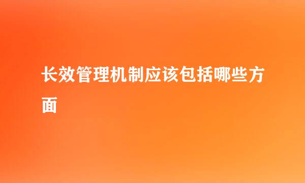 长效管理机制应该包括哪些方面