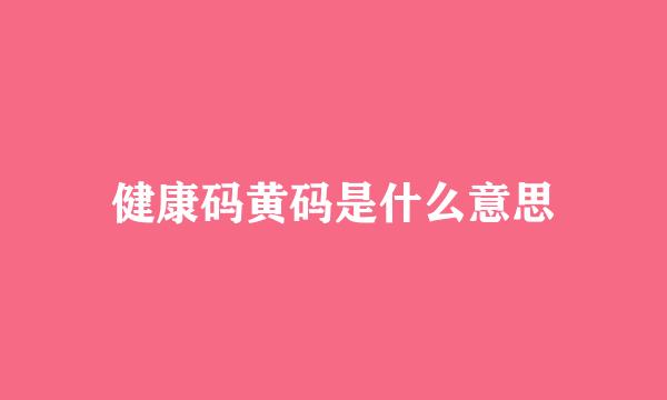 健康码黄码是什么意思