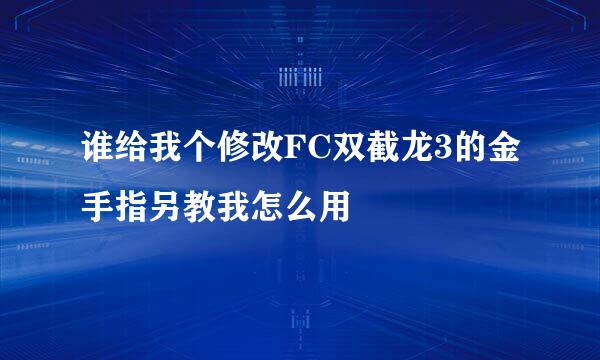 谁给我个修改FC双截龙3的金手指另教我怎么用