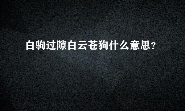 白驹过隙白云苍狗什么意思？