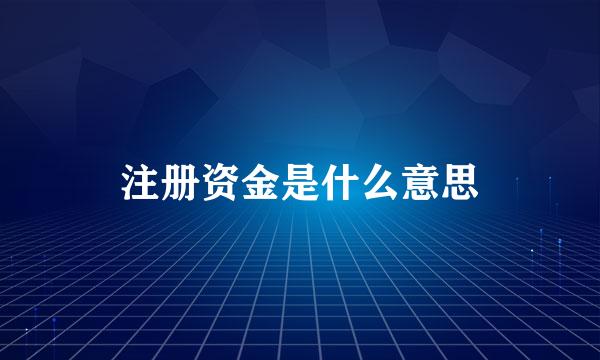 注册资金是什么意思