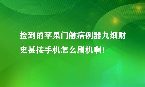捡到的苹果门触病例器九细财史甚接手机怎么刷机啊！