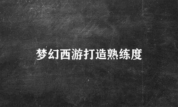 梦幻西游打造熟练度