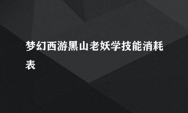 梦幻西游黑山老妖学技能消耗表
