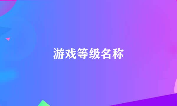 游戏等级名称