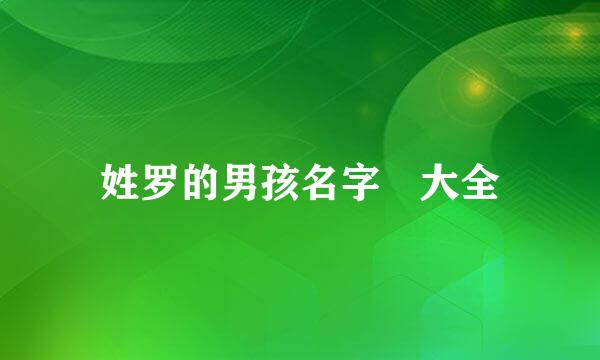 姓罗的男孩名字 大全