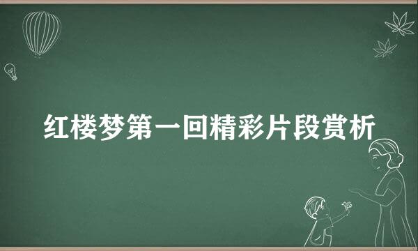 红楼梦第一回精彩片段赏析
