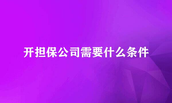开担保公司需要什么条件