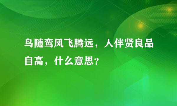 鸟随鸾凤飞腾远，人伴贤良品自高，什么意思？