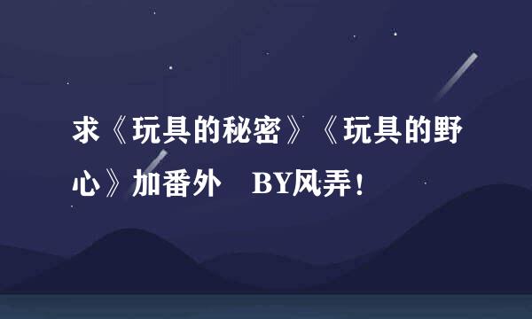 求《玩具的秘密》《玩具的野心》加番外 BY风弄！