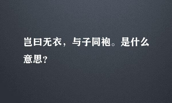 岂曰无衣，与子同袍。是什么意思？