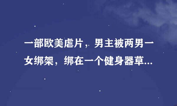 一部欧美虐片，男主被两男一女绑架，绑在一个健身器草设材上面，手被钉子钉在扶手上，最后男主好像死了。急求!