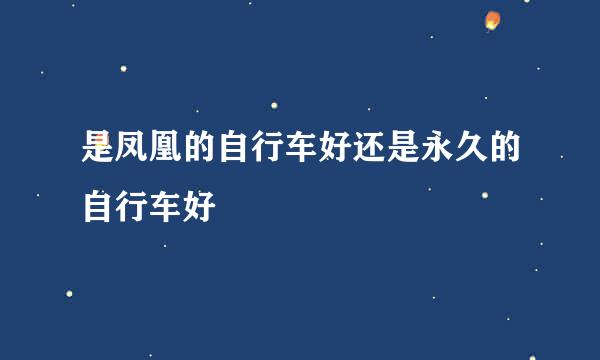 是凤凰的自行车好还是永久的自行车好