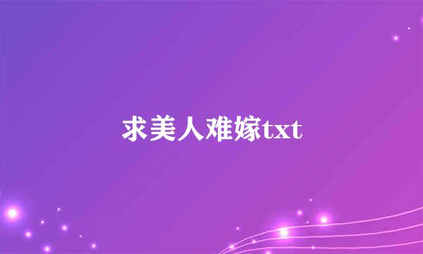 求美人难嫁txt