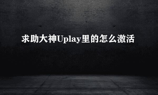 求助大神Uplay里的怎么激活