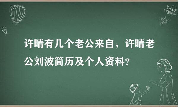 许晴有几个老公来自，许晴老公刘波简历及个人资料？
