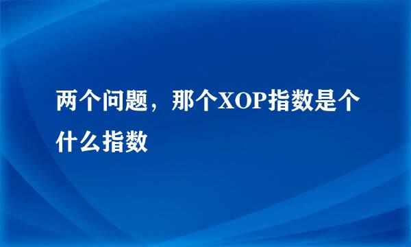 两个问题，那个XOP指数是个什么指数