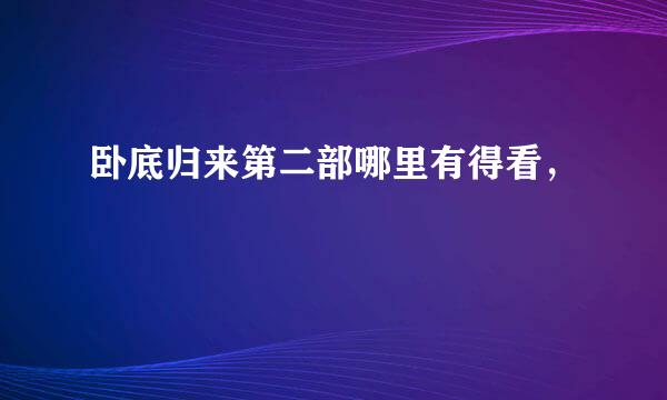 卧底归来第二部哪里有得看，